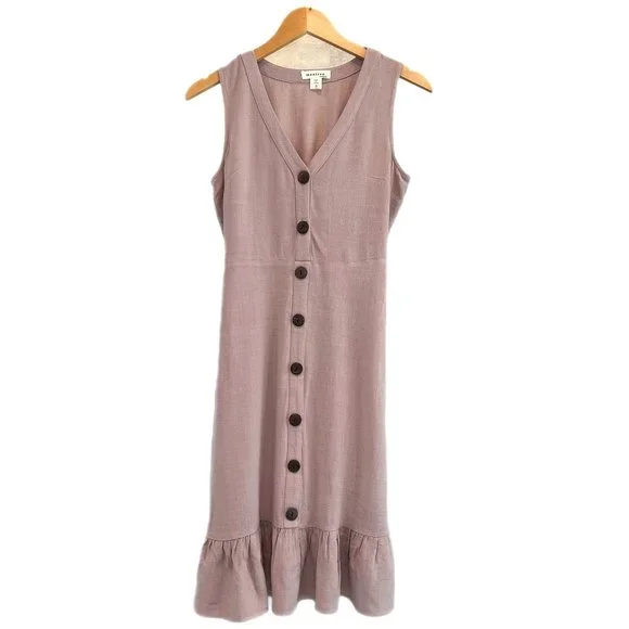 Monteau | Dresses | 3 For 3 Sale Monteau Button Linen Blend Midi Dress  Dusty Rosemauve S | Poshmark